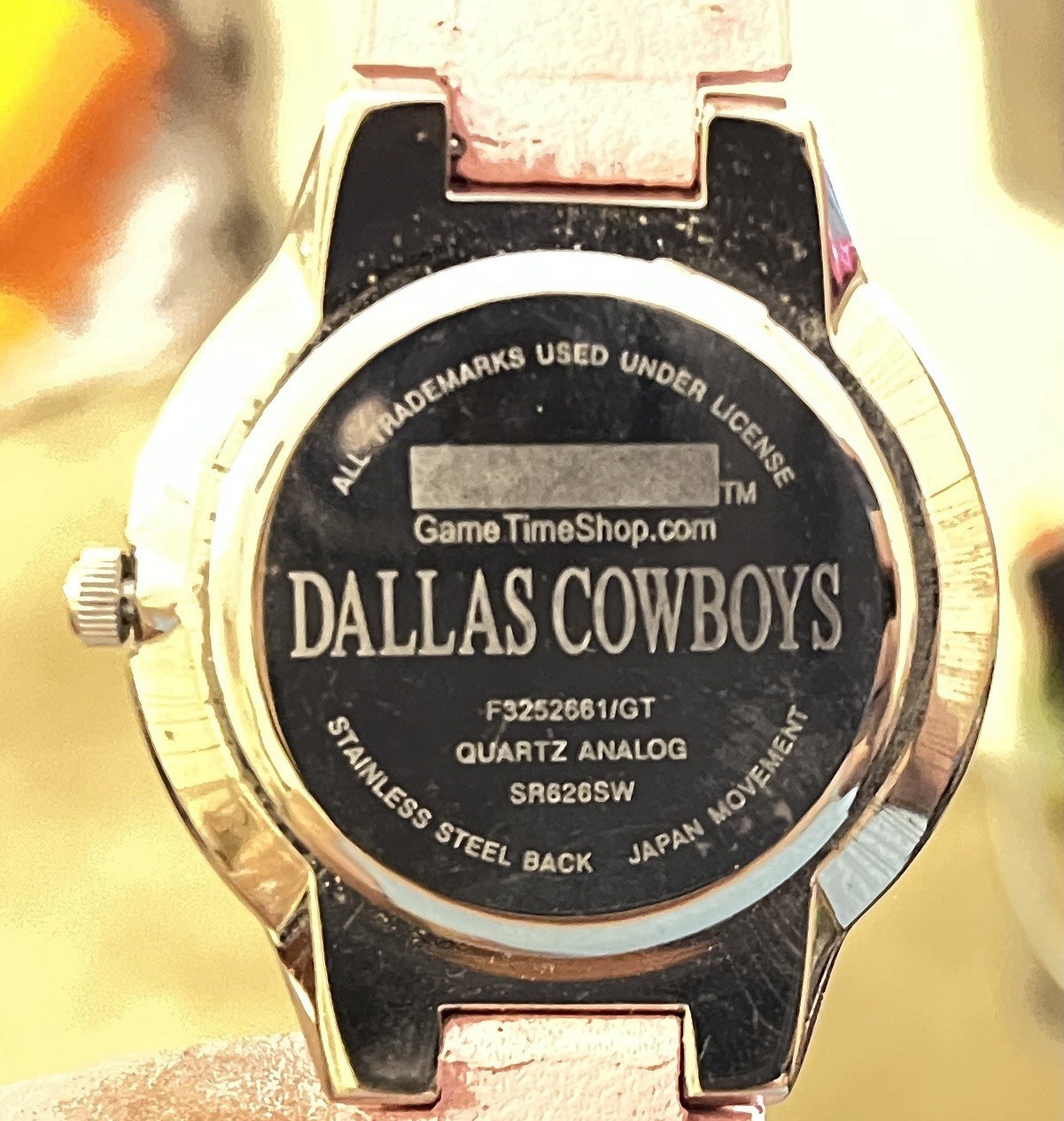 Game Time Dallas Cowboys Women’s Quartz Analog Wristwatch Pink Leather 24mm