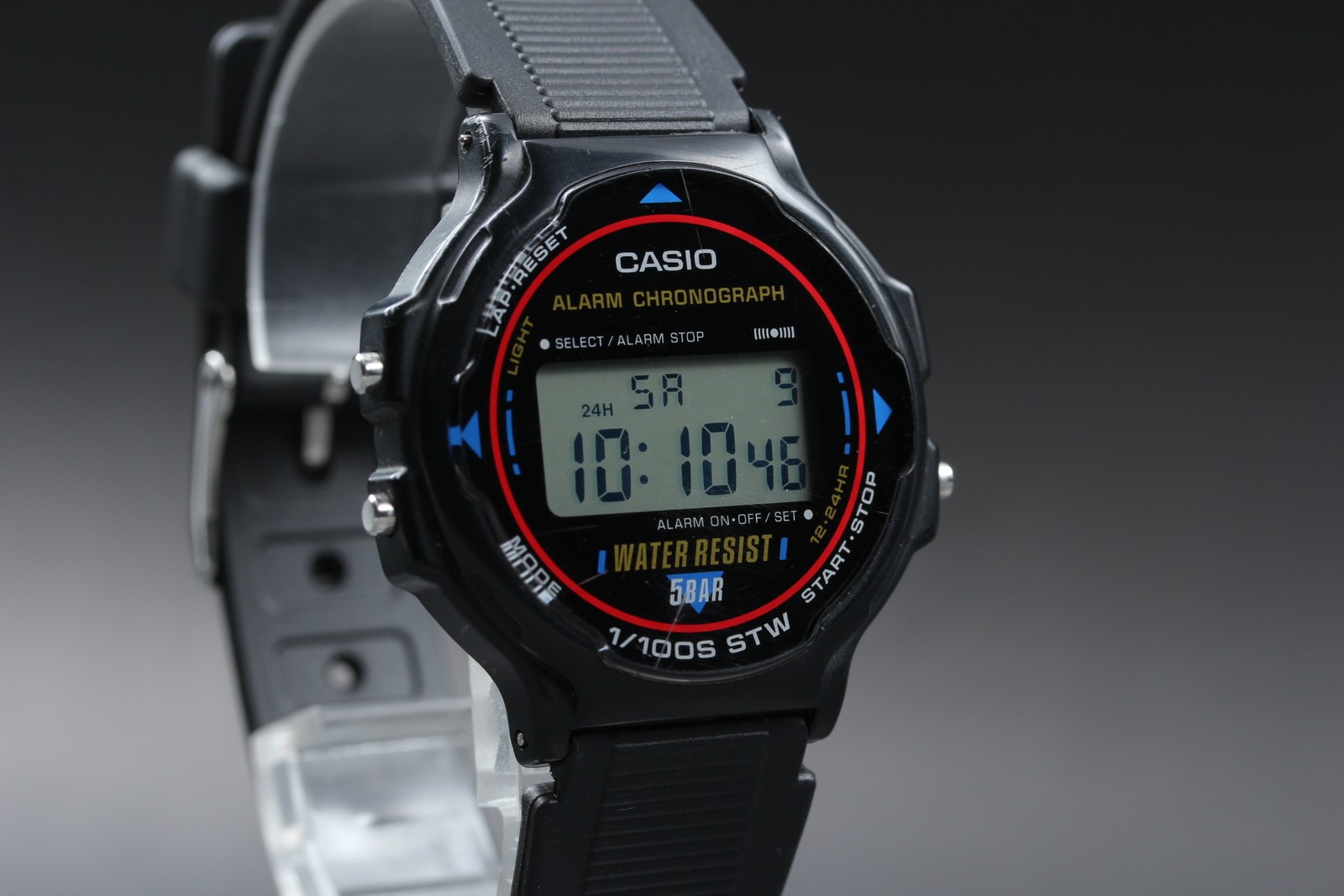 New Batt & Belt Vintage 1993 Casio W-78 Quartz Digital Men Watch Mod 593 Chrono