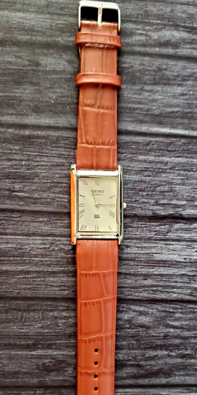 Vintage Tank White Dial Brown Leather Men Dress Watch New Mvt & Batt🌟