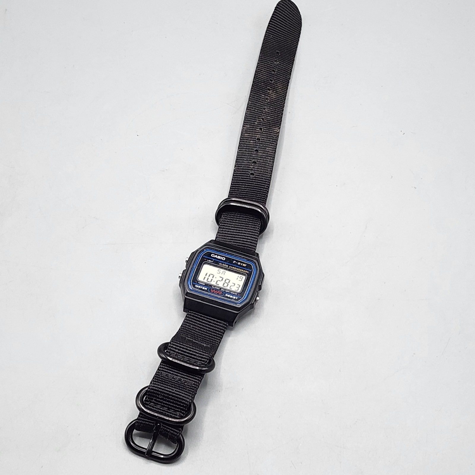 Casio 593 F-91W Watch 32mm Black Tone Backlight Alarm Chronograph
