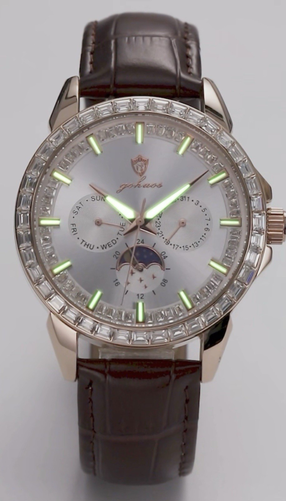 gohuo Quartz Analog Dress Watch Rose Gold Case Silver Dial Date Day 24HR