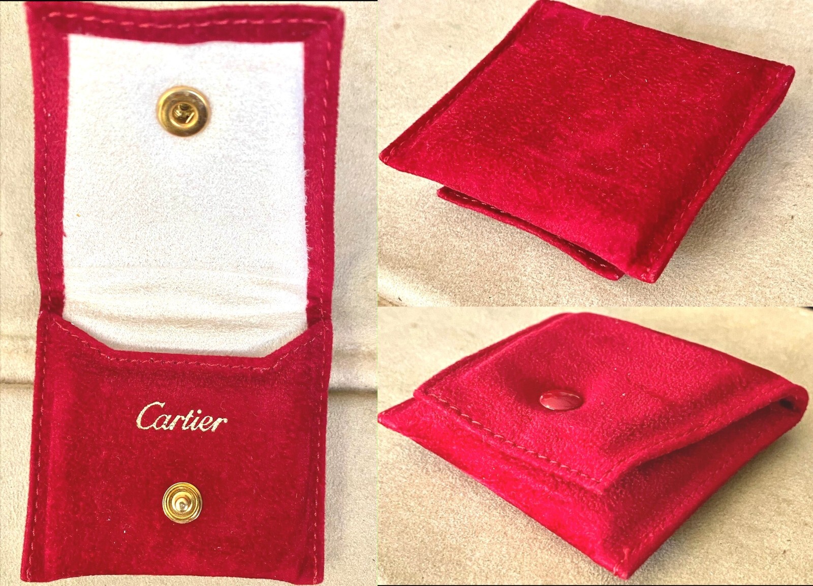 CARTIER RED SWEDE POUCH 67m by 65mm Genuine Cartier product