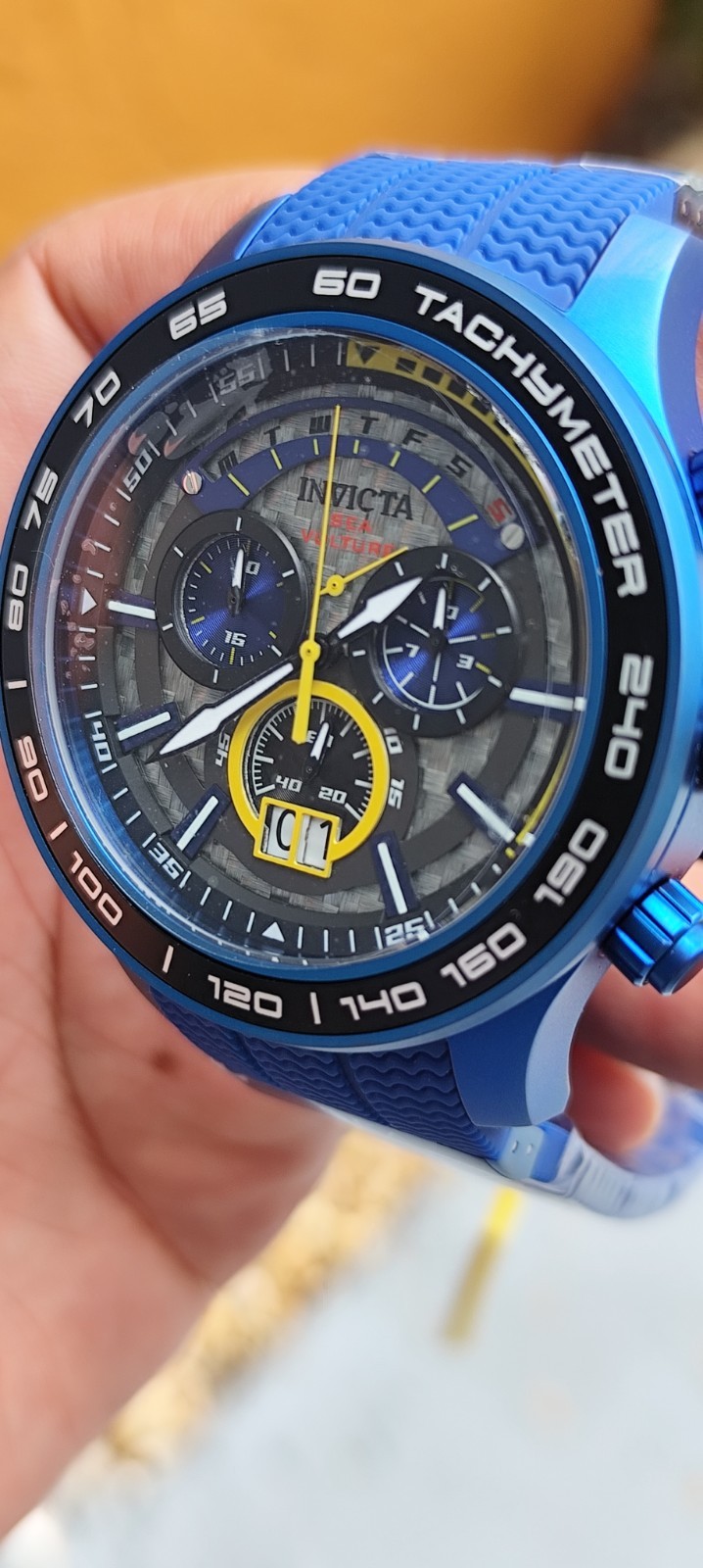 Invicta Sea Vulture Men’s 54mm Blue Carbon Fiber Swiss Chronograph Watch 35028