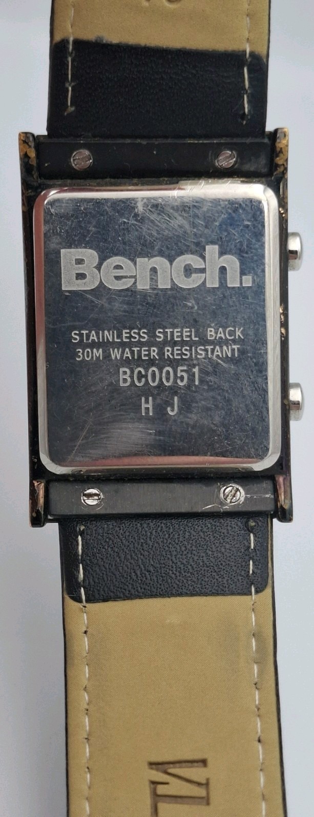 Bench BC0051 Red LED Dot Matrix Watch Black Leather Strap Working