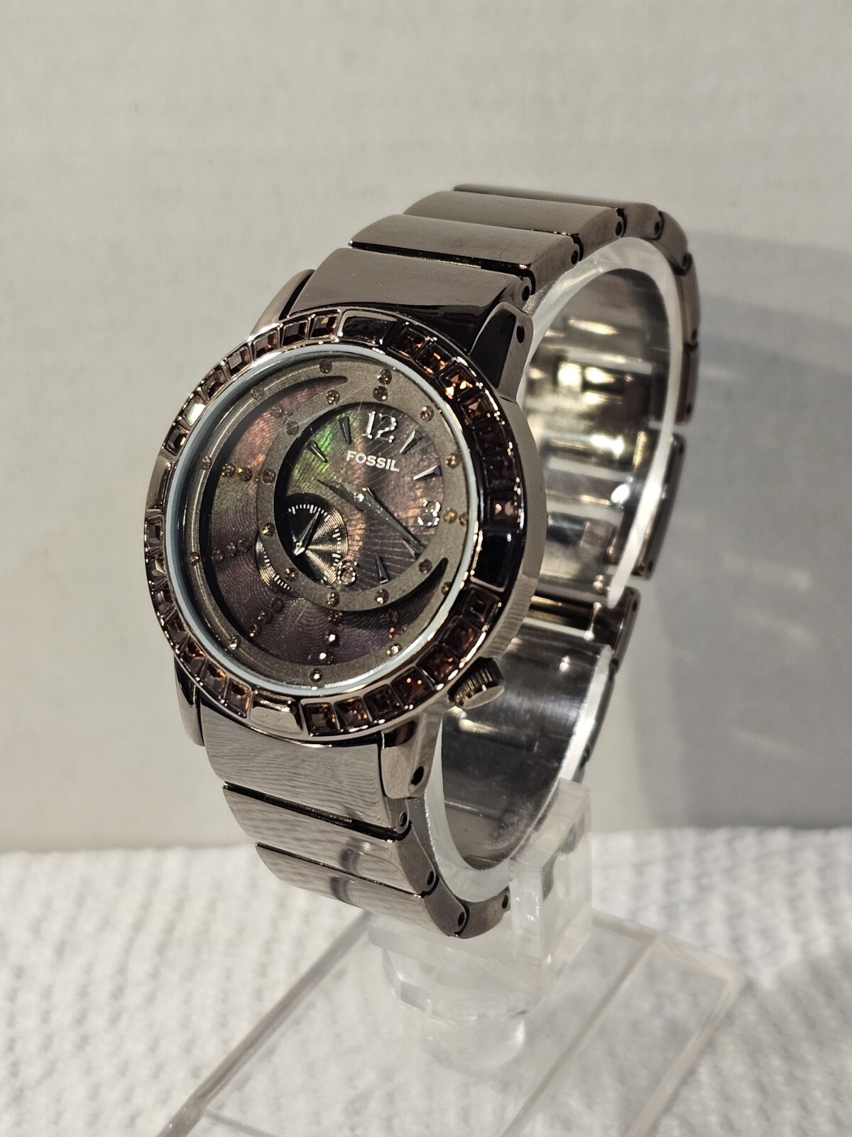 Fossil F2 Watch Women 32mm Metallic Brown 50Meter Mother of Pearl Gemset