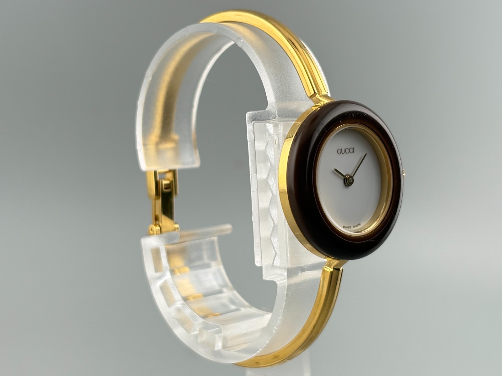 [Excellent] Gucci Change Bezel 11/12.2 Gold Brown Watch Auth