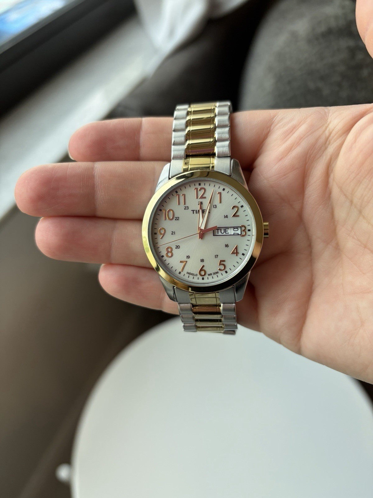 Timex Unisex Two-Tone Expansion Band Watch-Day/Date/ Working/ New Battery
