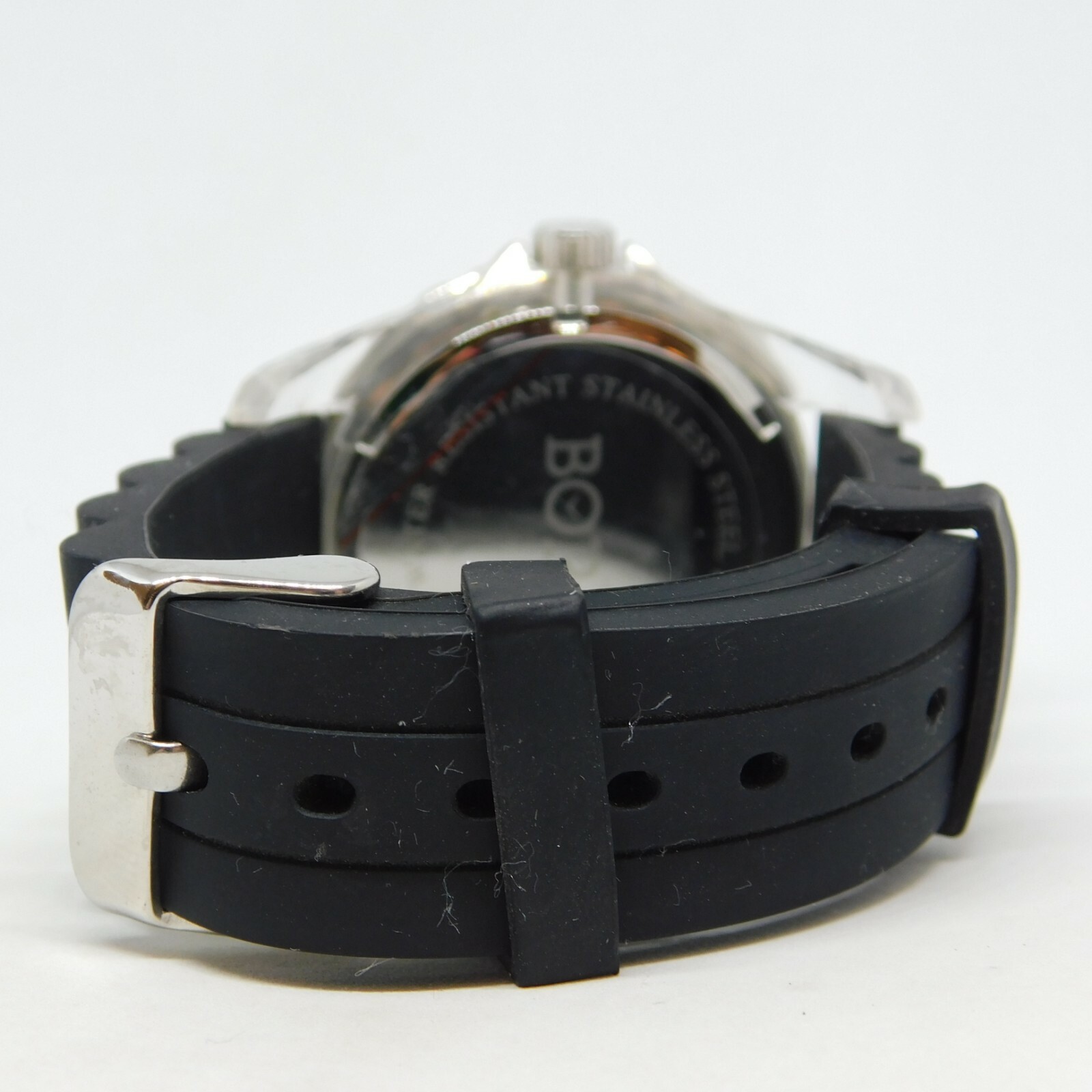 BORA Black-Tone Band Clear Plastic Case Quartz Analog Women’s Watch New Battery