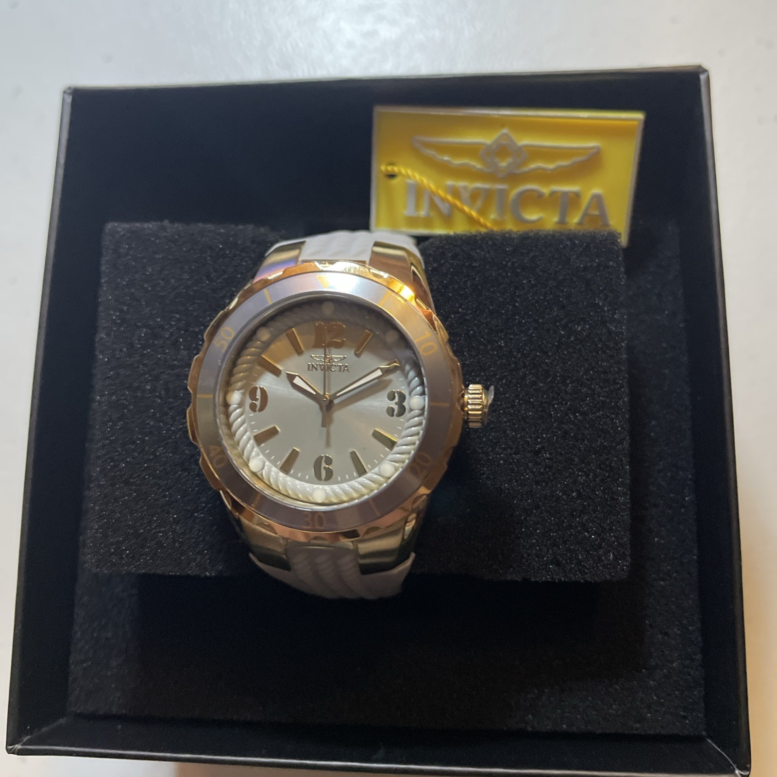 New In Box, Invicta Angel Halo, 38mm, 17483, Gray Dial/band, Gold tone