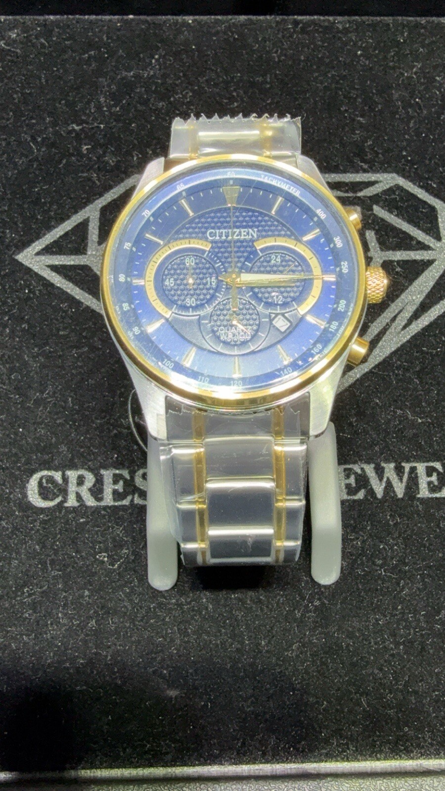 Citizen Men’s Two Tone Blue Dial Chronograph Stainless Steel Watch 0520-S124107