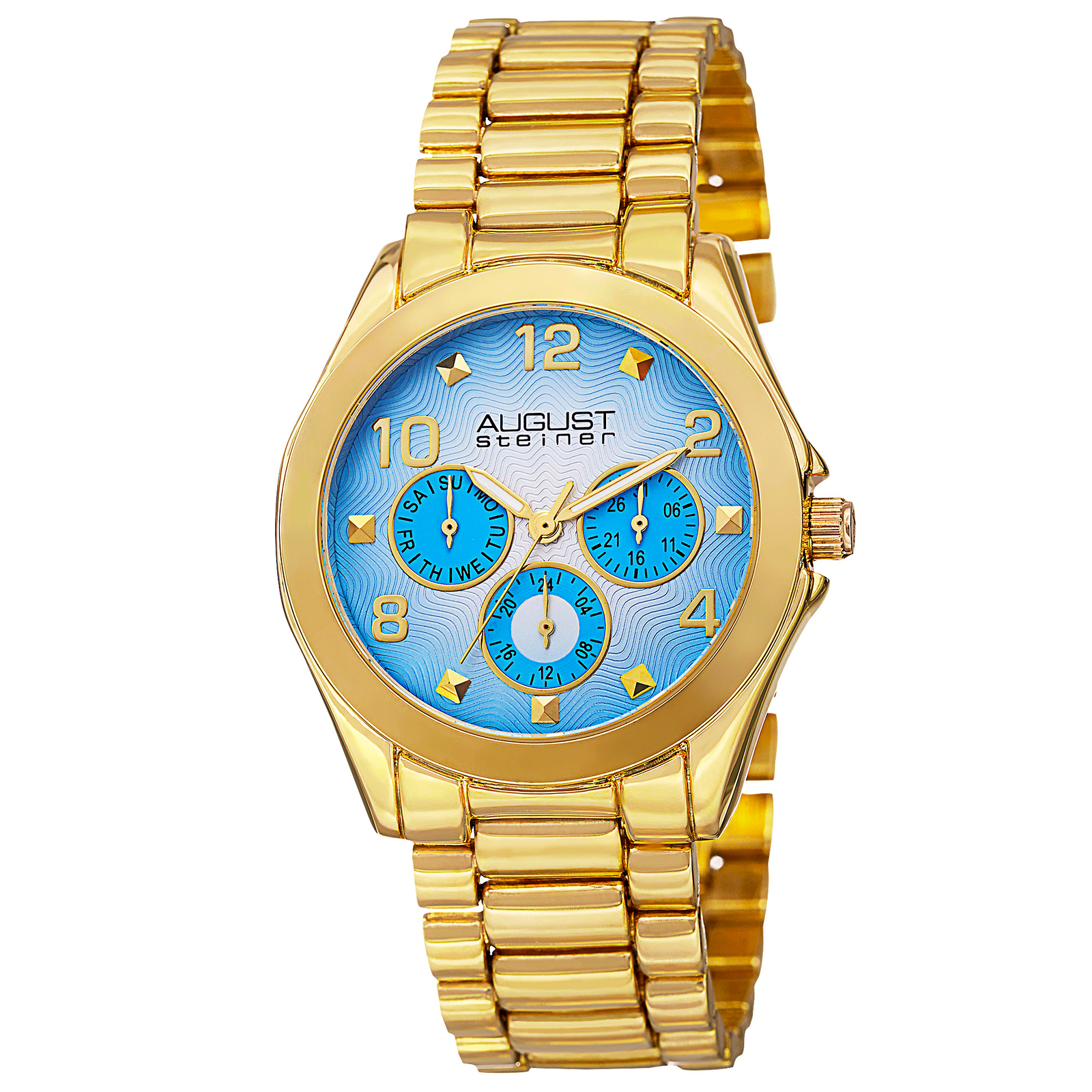 Women’s August Steiner AS8150YG Day/Date GMT Blue Dial Gold-tone Bracelet Watch