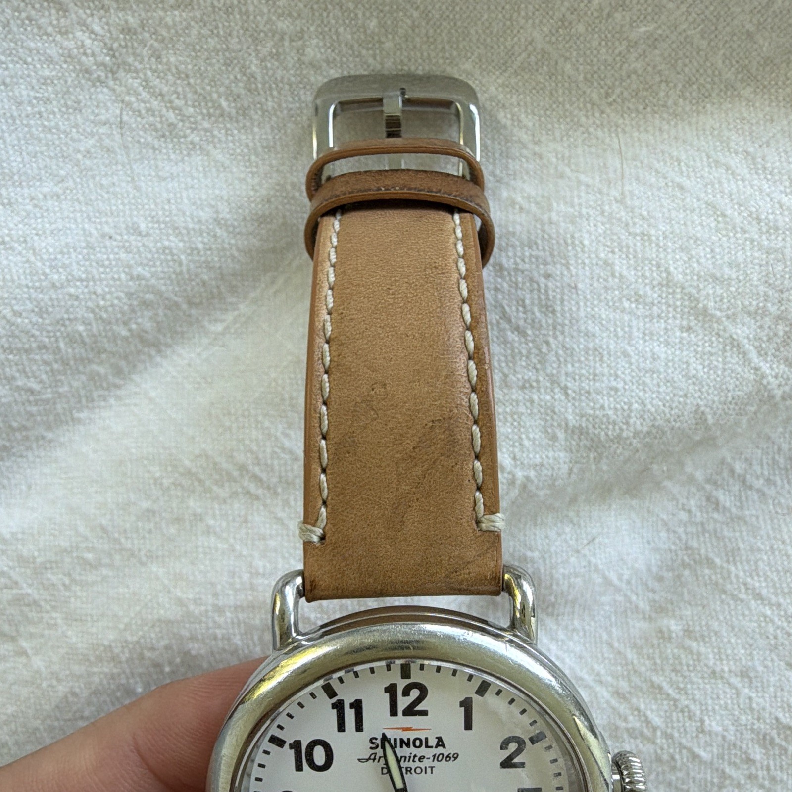 Shinola The Runwell 36mm White Dial Brown Leather Strap Quartz Watch Small