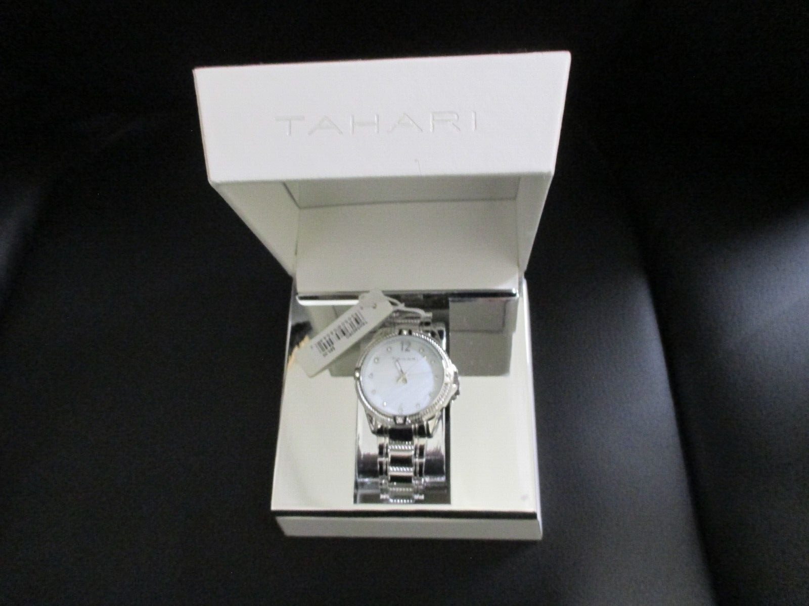 Tahari Wristwatch Silver Stainless Steel Strap w/white mother of pearl dial