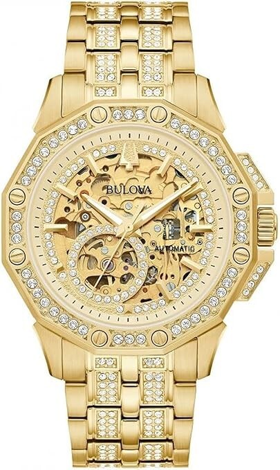 Bulova Men’s Crystal Octava Automatic Stainless Steel Bracelet Watch Gold-Tone