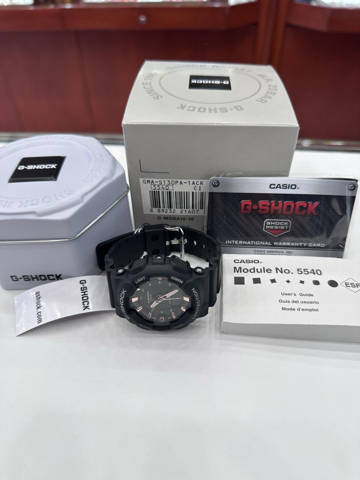 G Shock Casio Watch GMA-S130PA-1ACR Black New Box Papers