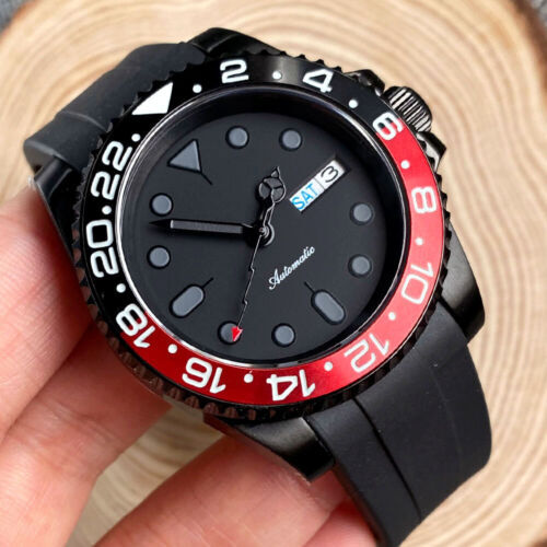20ATM Tandorio 40mm NH36A Automatic Sapphire Glass Black PVD Coated Mens Watch