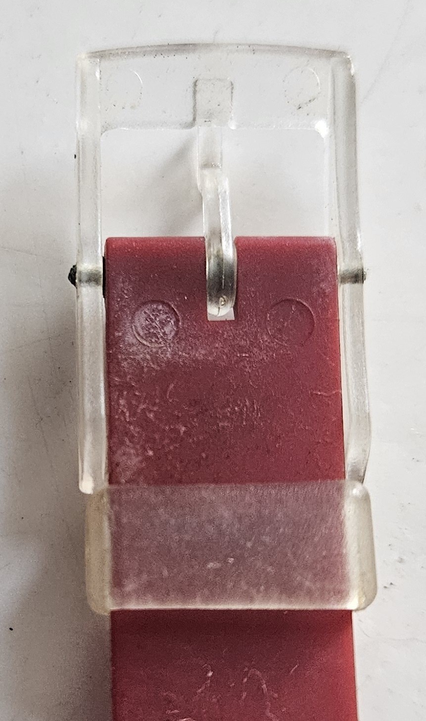 Vintage 1991 Swatch Watch LK128 Rote Lei Red Dial Yellow Case Need Battery