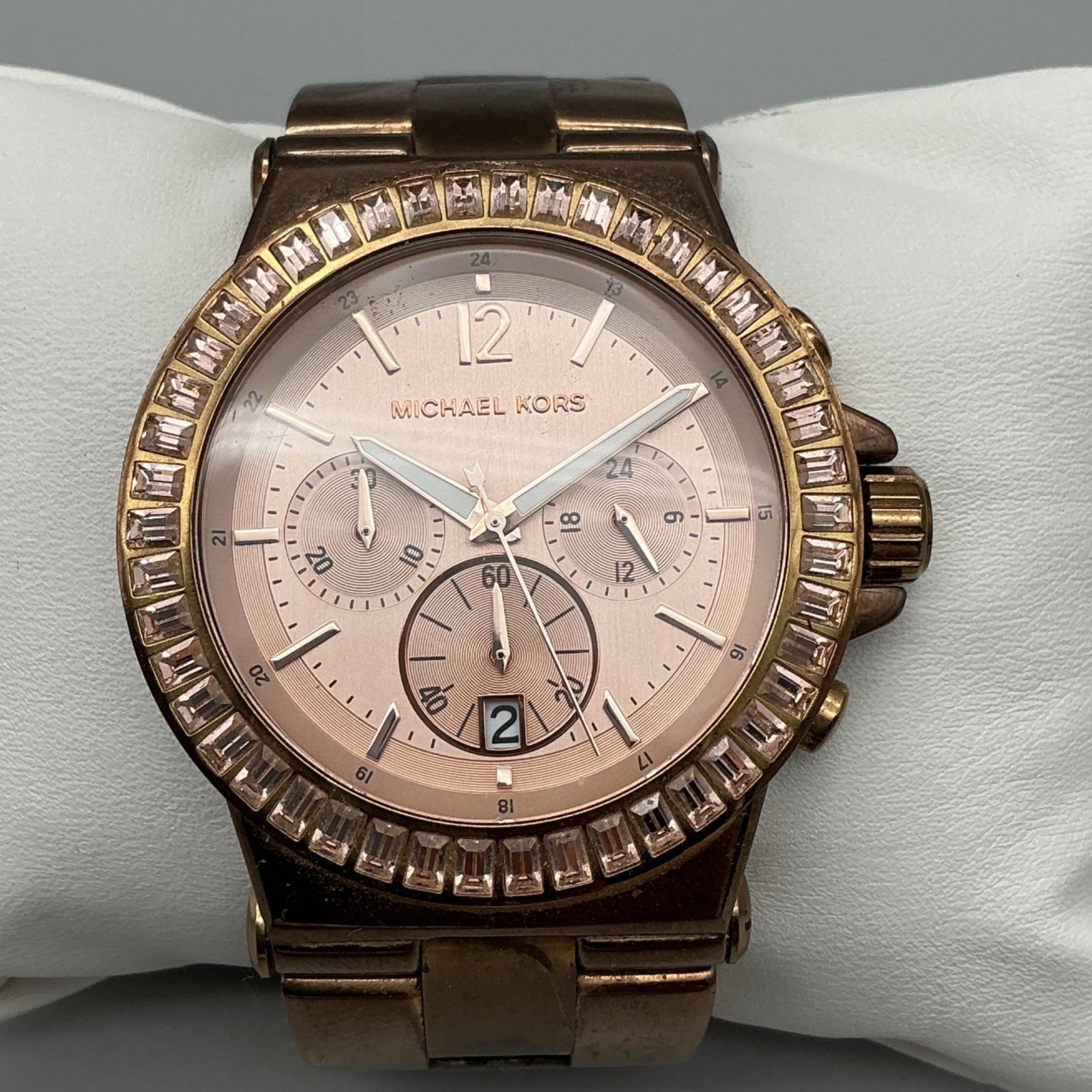 Michael Kors Dylan Womens Watch 43mm Chronograph MK5412 New Battery 6.25″