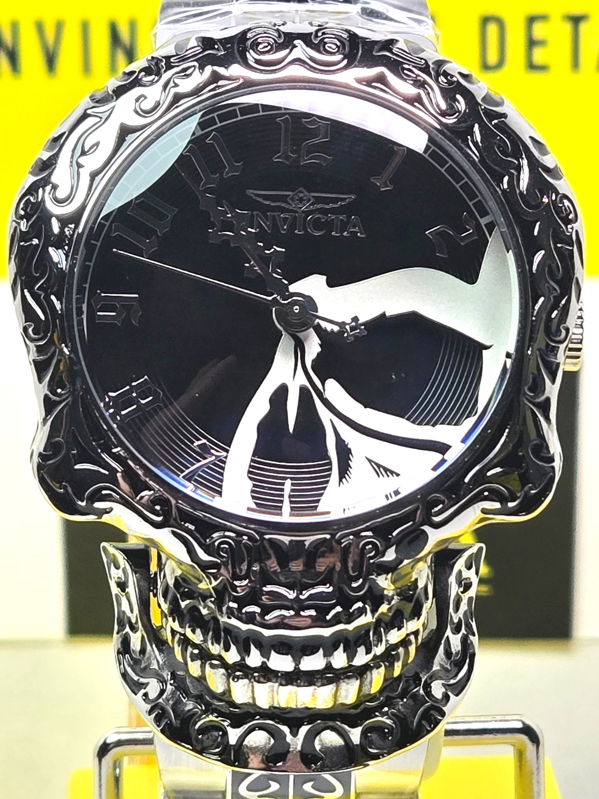Invicta Artist Skull Automatic Mens Watch 50.5mm Skeletonized Steel & Black NEW