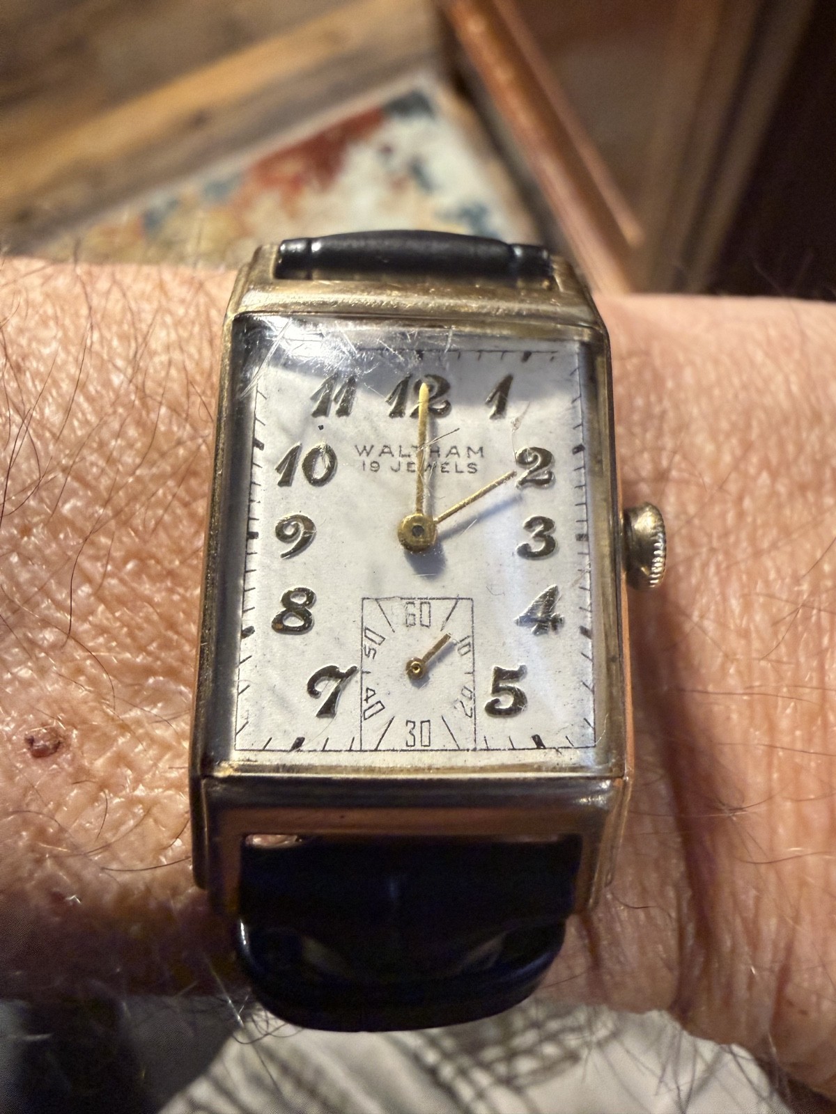 Vintage Waltham Art Deco 10K Gold Filled Mens Watch, Running