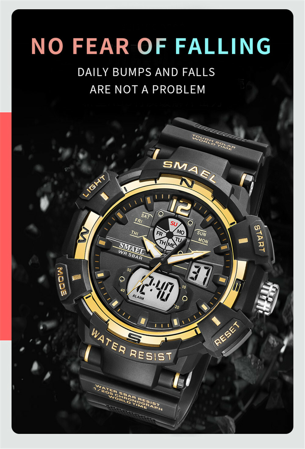 SMAEL Men Military Fashion Sport Outdoor Digital Stopwatch Male Wristwatch