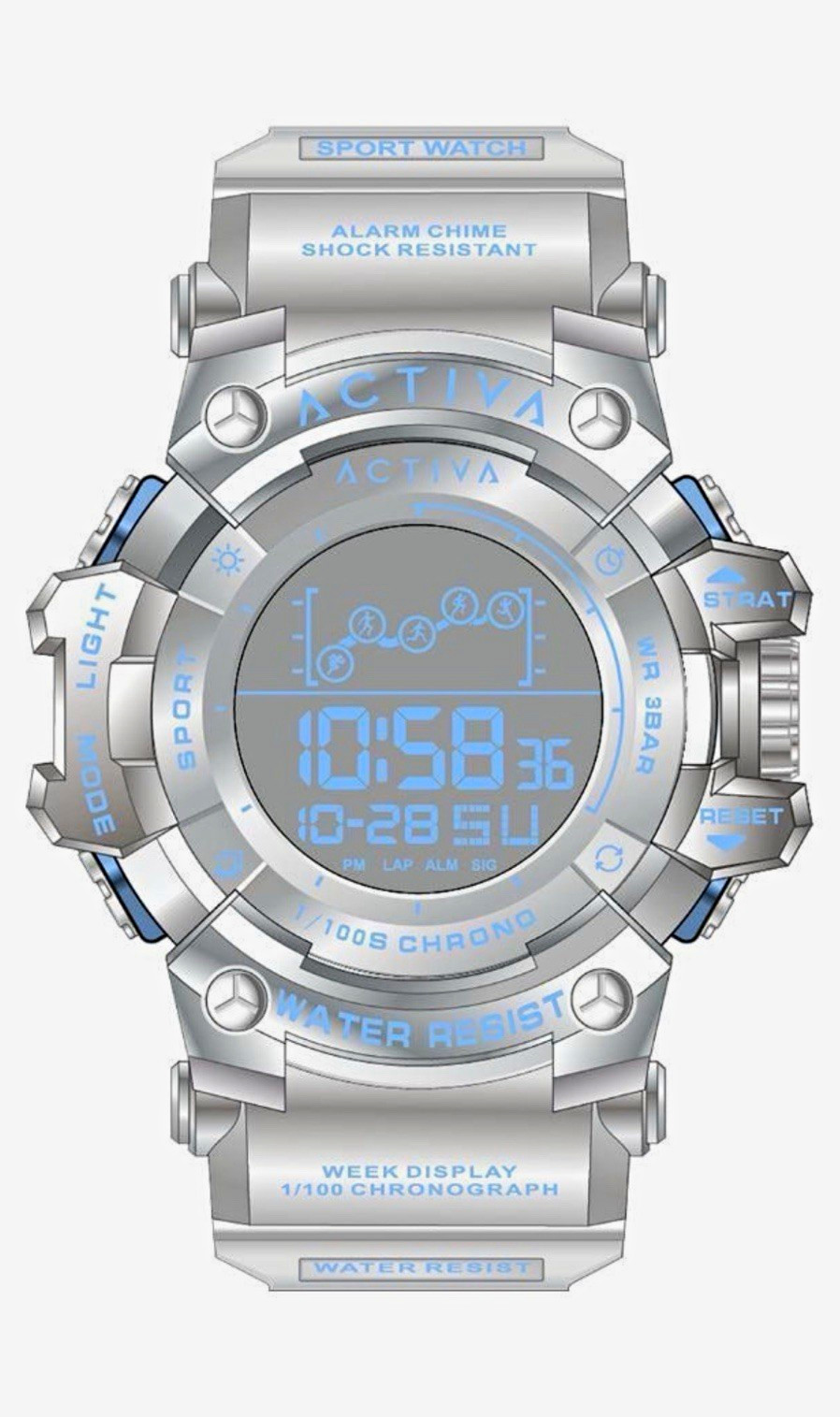 Activa Summit X Invicta (ACW8082-025) – 50mm Men’s Sports Watch – Silver – NEW