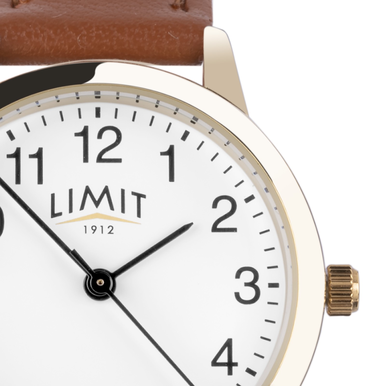 Limit 30mm Womens Round Gold Analogue Watch with Brown Strap