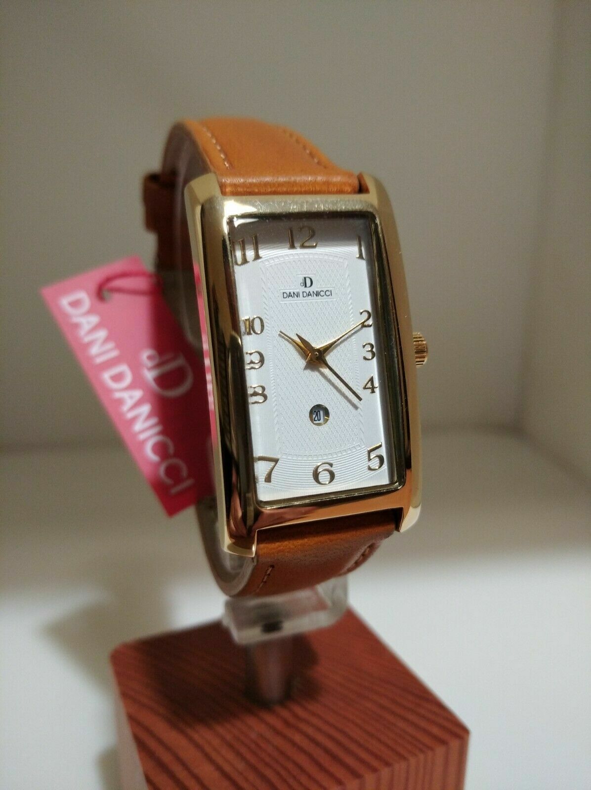 Watch new classic Dani Danicci ipg gold stainless steel case and leather strap