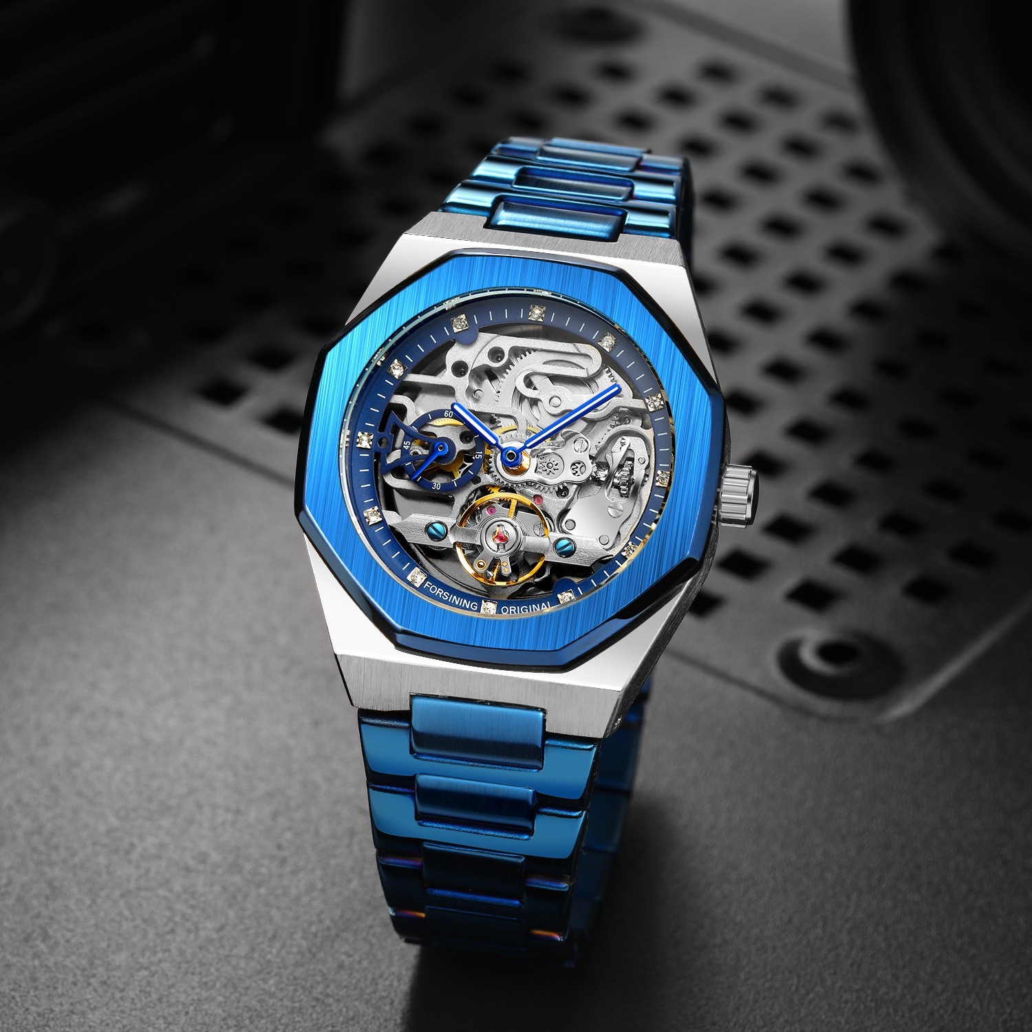 Luxury Men’s Automatic Mechanical Watch Luminous Skeleton Triple Sub-Dial Sport