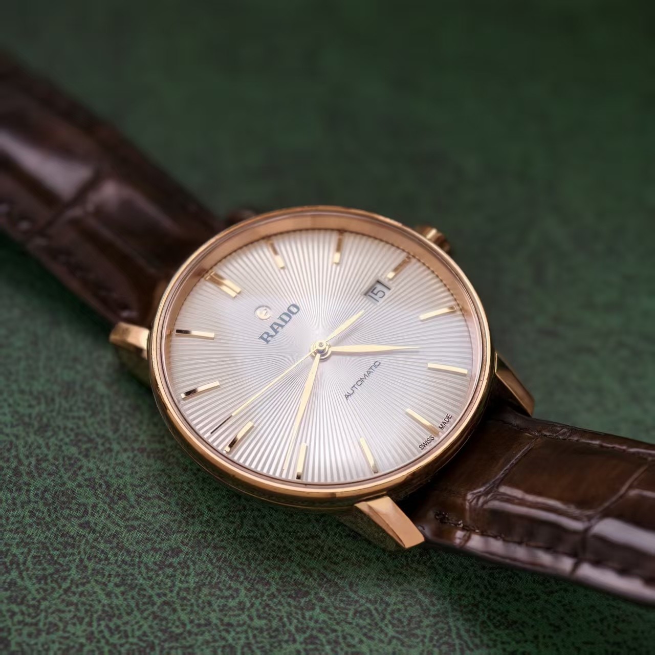 Rado White Dial Centrix R22861115 Men’sWatch Automatic 38mm Date Champagne Scale