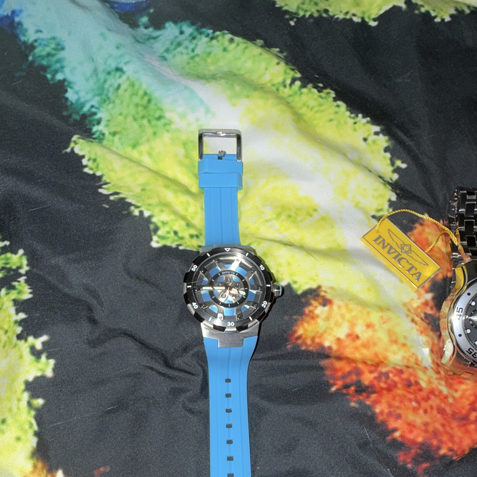 Invicta Men’s Analog Quartz Blue Silicone Strap Date 100m 44-47.9mm Watch