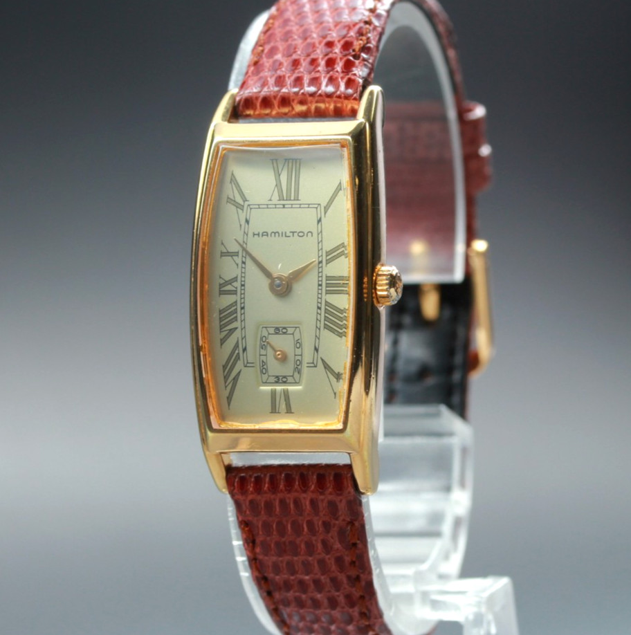 [N MINT] Vintage Hamilton 6256 18mm Small Second Tank Gold Quartz Women’s Watch