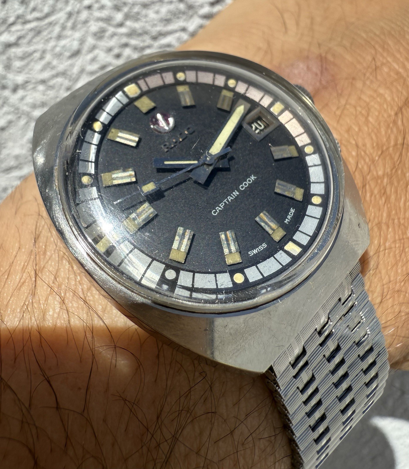 Vintage Rado Captain Cook Diver Automatic Steel 1960s Watch Rotating Bezel