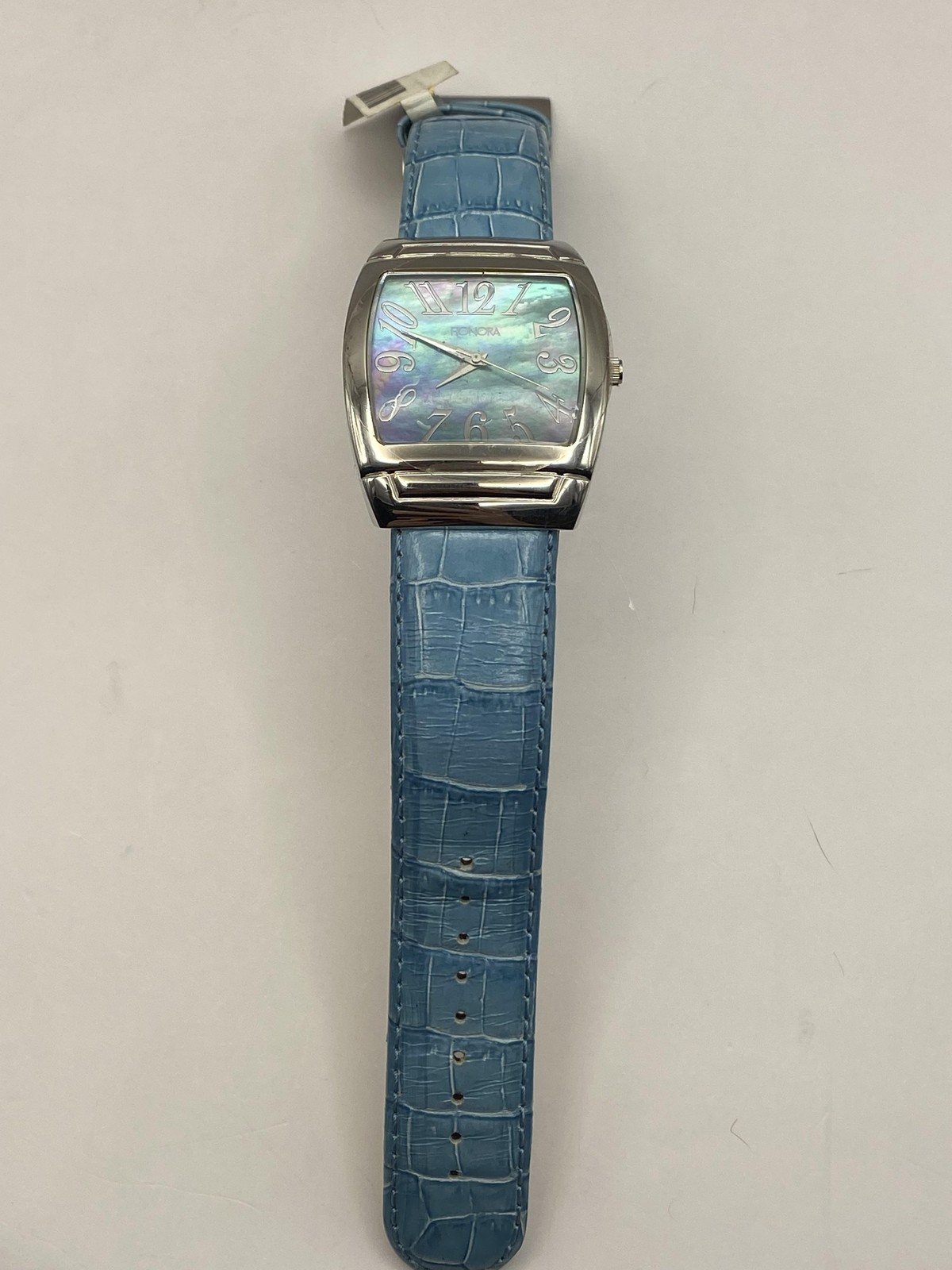 Honora Quartz Womens Watch 38mm Blue Leather MOP Dial Cushion Case Dress Analog
