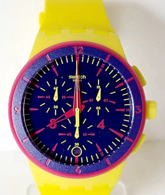 SWATCH Watch GLOW LOOM Chrono Chronograph 42mm SUSJ400 NEW Old Stock Rare