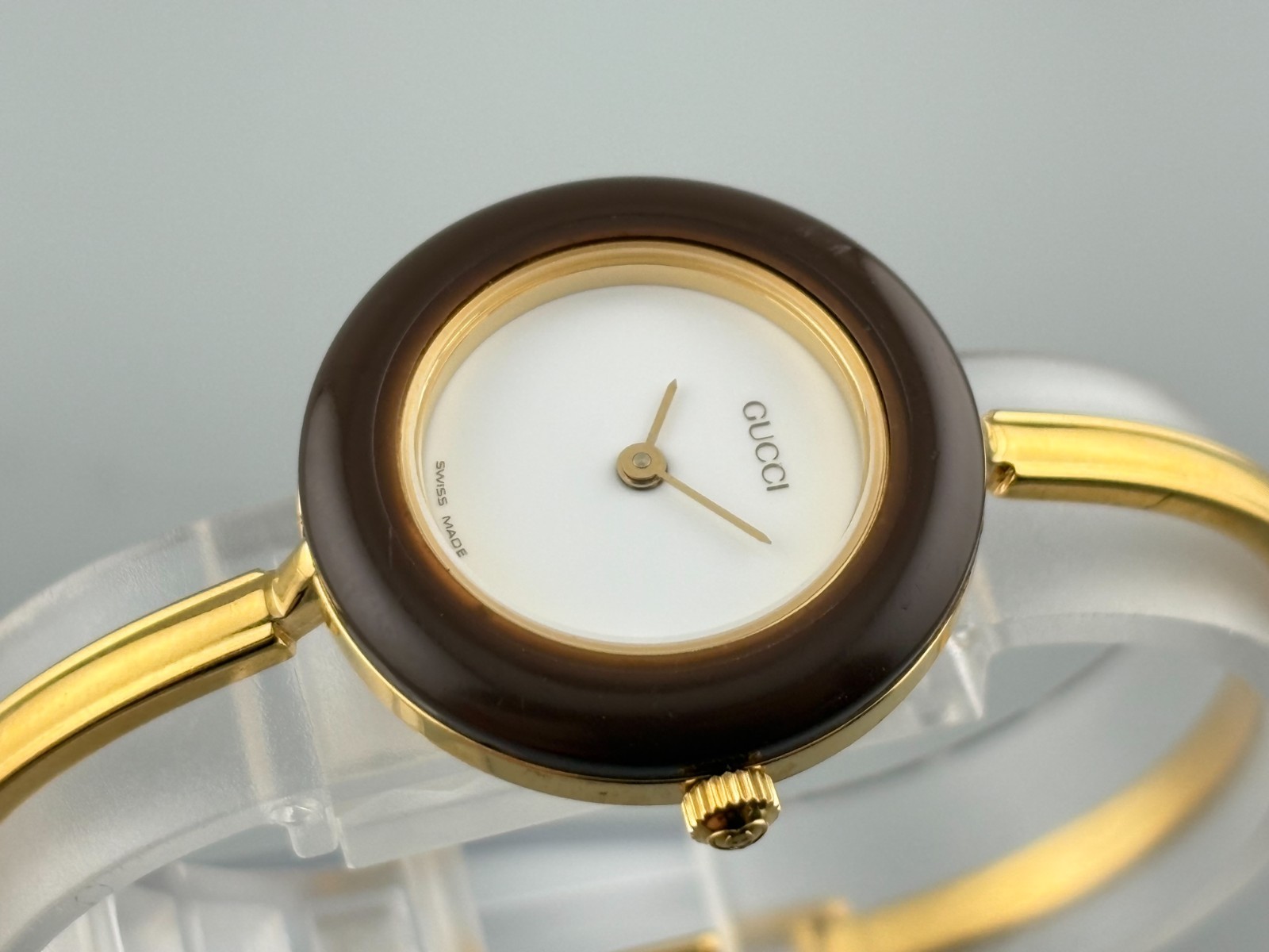 [Excellent] Gucci Change Bezel 11/12.2 Gold Brown Watch Auth
