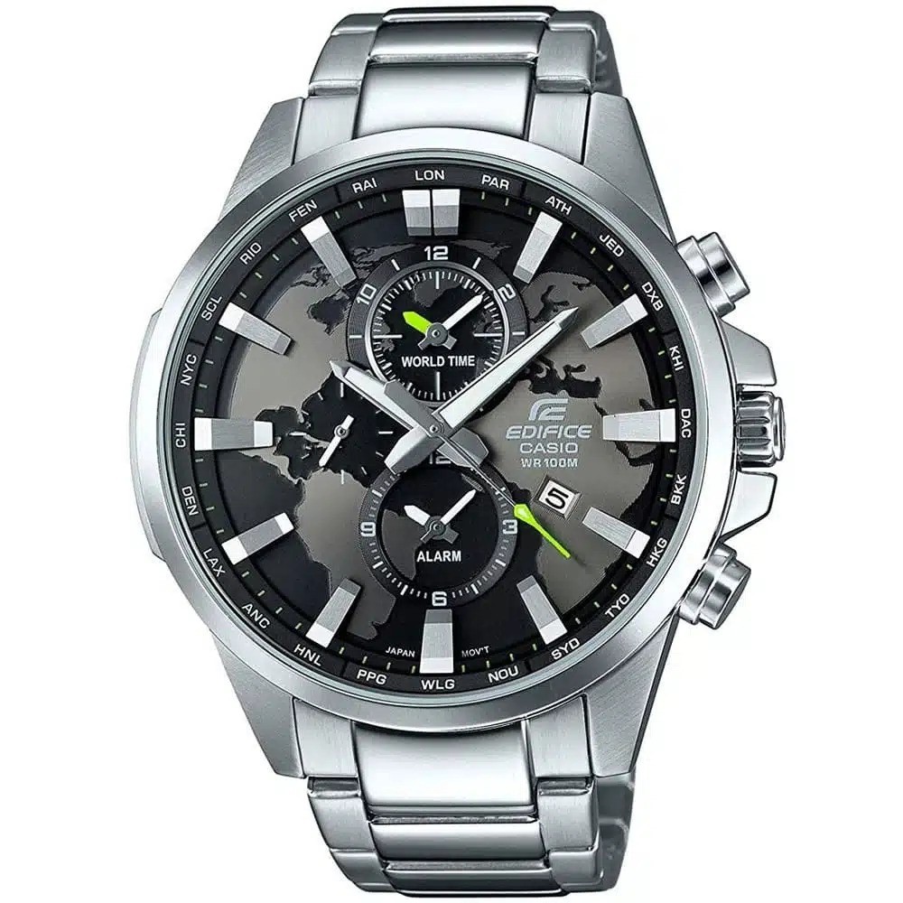 Casio Edifice EFR-303D-1AV World Time Alarm Stainless Steel Men’s Watch 100M