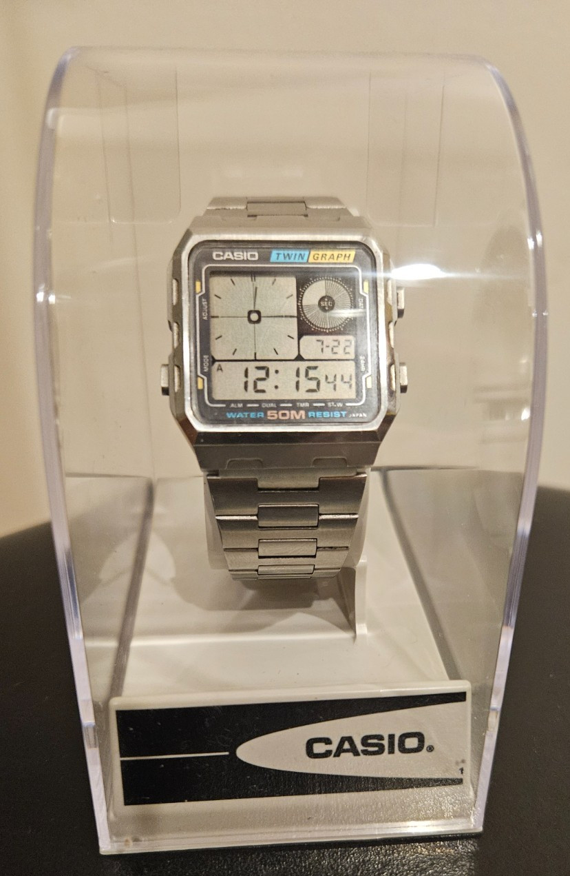 Casio Twin-Graph AE-210W Stainless Steel Watch Module 588 with Case Japan JDM