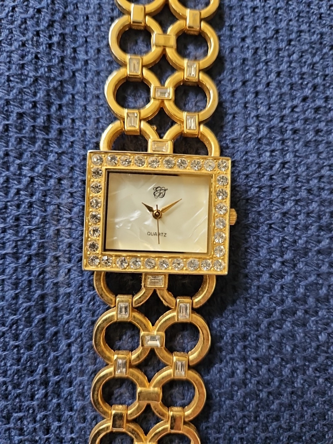 Elizabeth Taylor White Diamonds Womens Goldtone Quartz Bracelet Watch