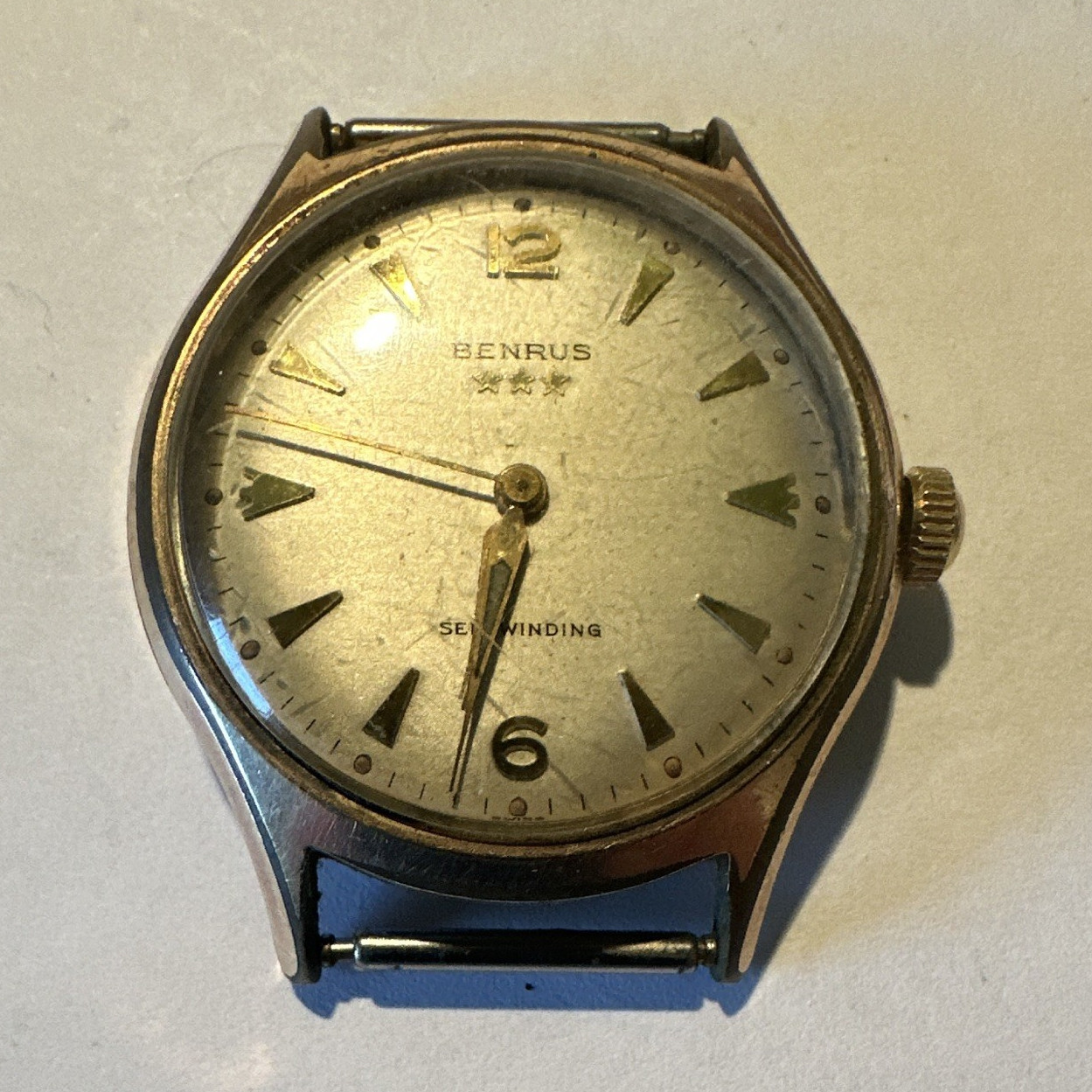 Benrus 3 Star Men’s Automatic Analog Watch Silver Dial 32mm Steel 1950s