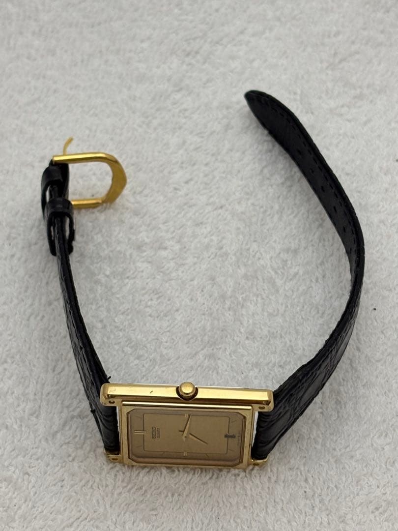 Seiko 6539-5140 Gold Dial Date Quartz Pre-Owned Men’s Wristwatch Analog
