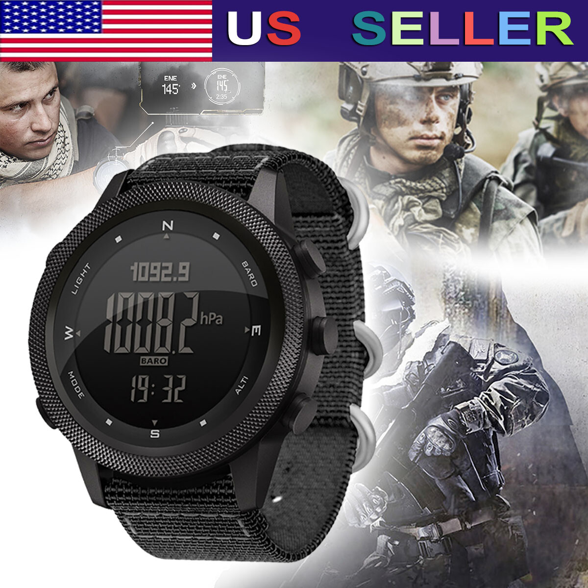 North Edge Apache 48 Smart Men’s Military Digital Sports Barometer Compass Watch