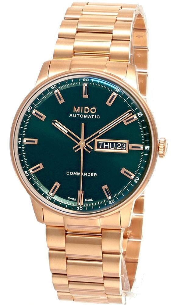Mido Commander Datoday 40mm Green Dial Rose Gold PVD Watch M021.430.33.091.00