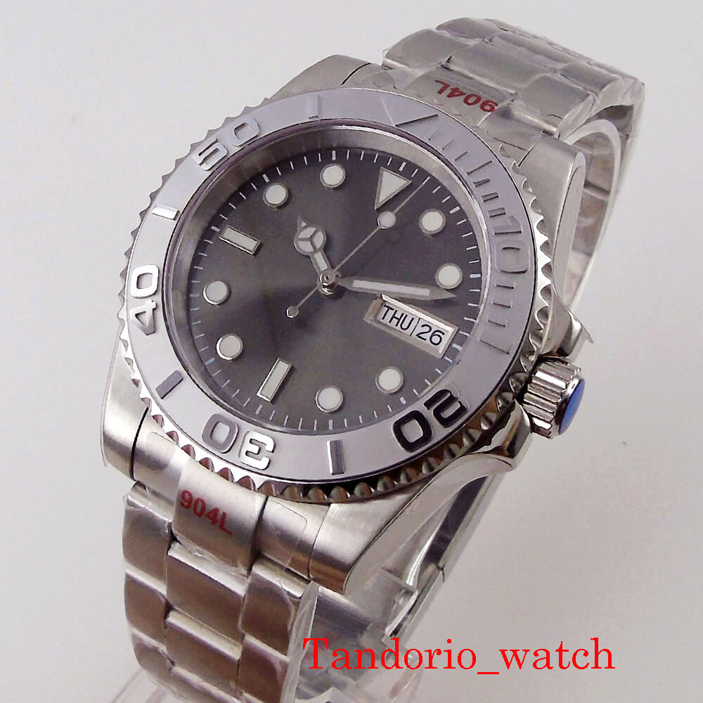 40MM Grey Dial NH36A Automatic Men’s Watch Oyster Sapphire Glass Luminous Date
