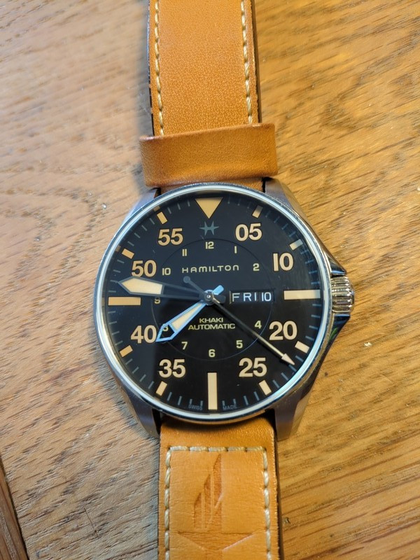 Excellent! HAMILTON KHAKI AVIATION H64725531 Black Automatic Mens Watch