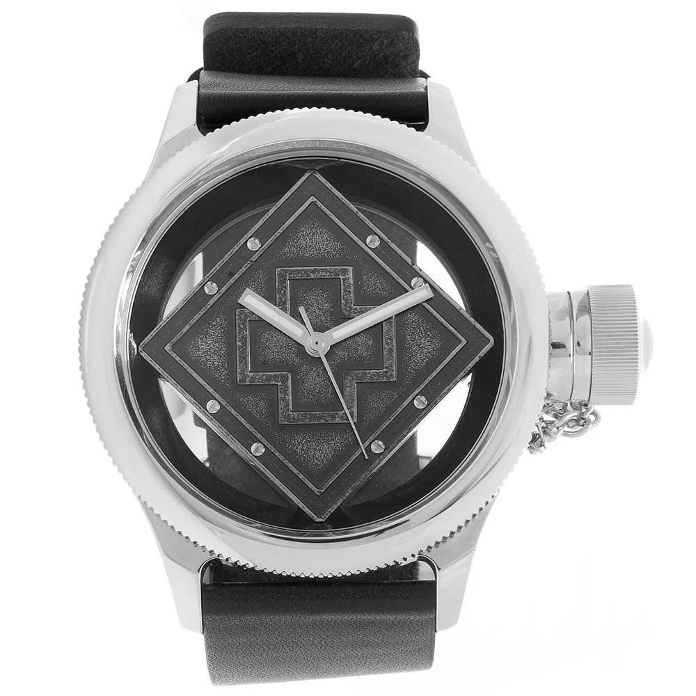 Invicta Men’s 14774 Russian Diver Transparent Gunmetal Dial Black Leather Strap