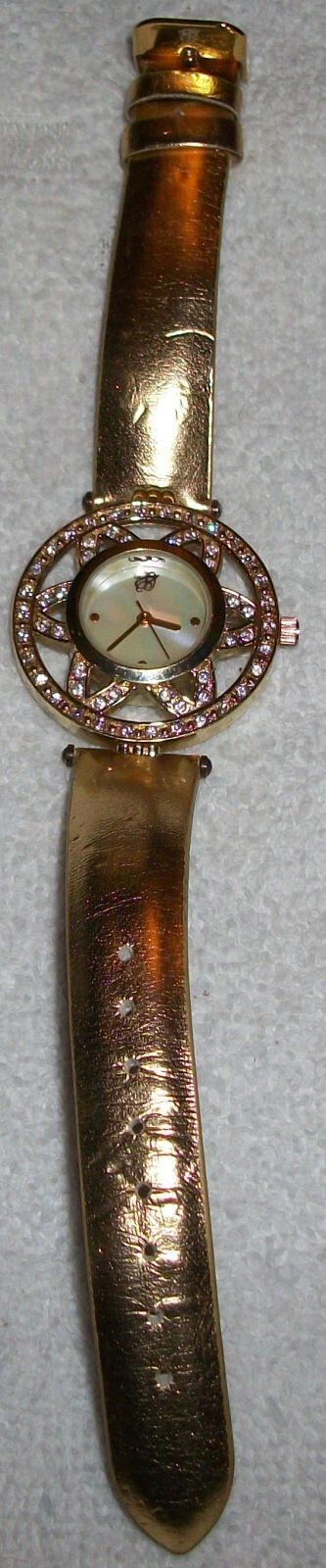 Ladies Elizabeth Taylor “White Diamonds” Stunning Rhinestone Gold Analog Watch