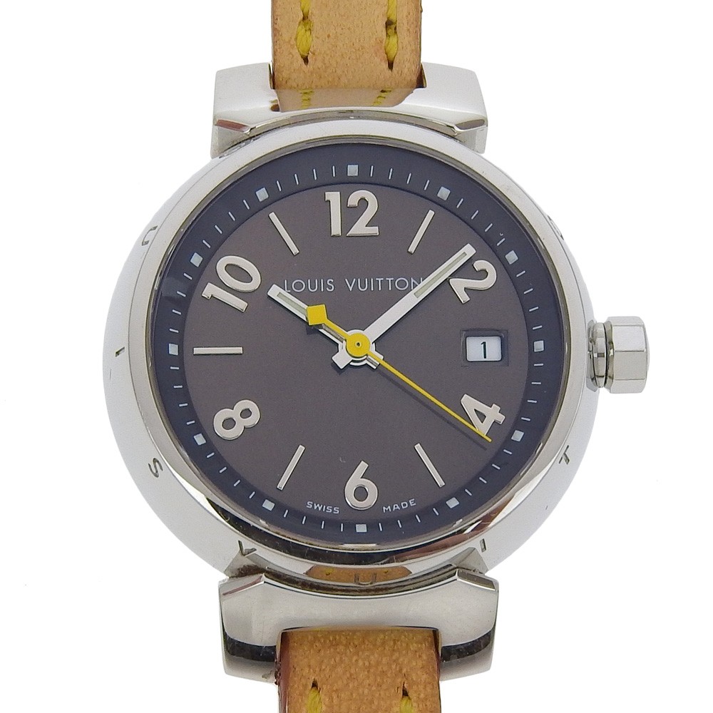 LOUIS VUITTON Tambour Watches Q1211 BrownDial Stainless Steel/leather Quar…