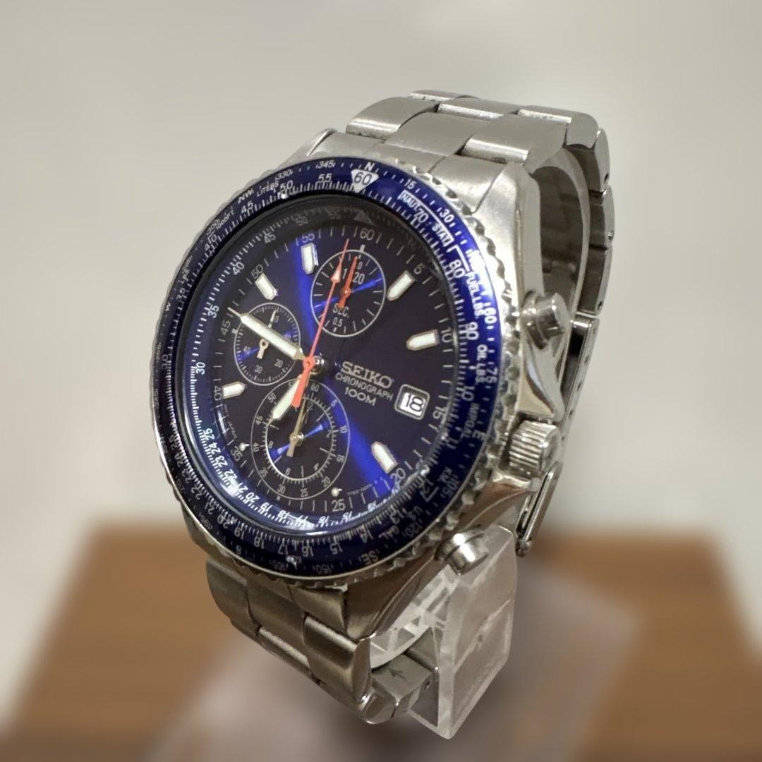 SEIKO Pilot Chronograph 7T92 0CF0 Blue Working