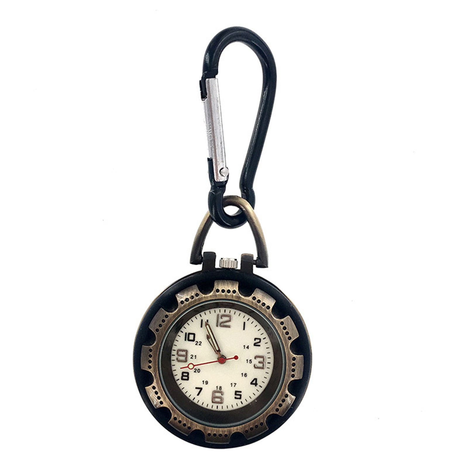 1 PC Outdoor Mountaineering Backpack Clip-on Alloy Carabiner Quartz Pocket Watch